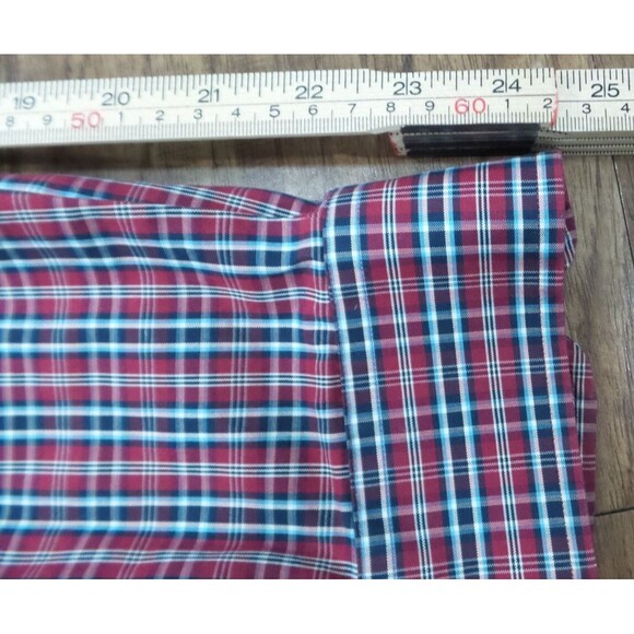 Lands End Shirt Mens Medium Blue Red Plaid Long Sleeve Button Front - Picture 11 of 12